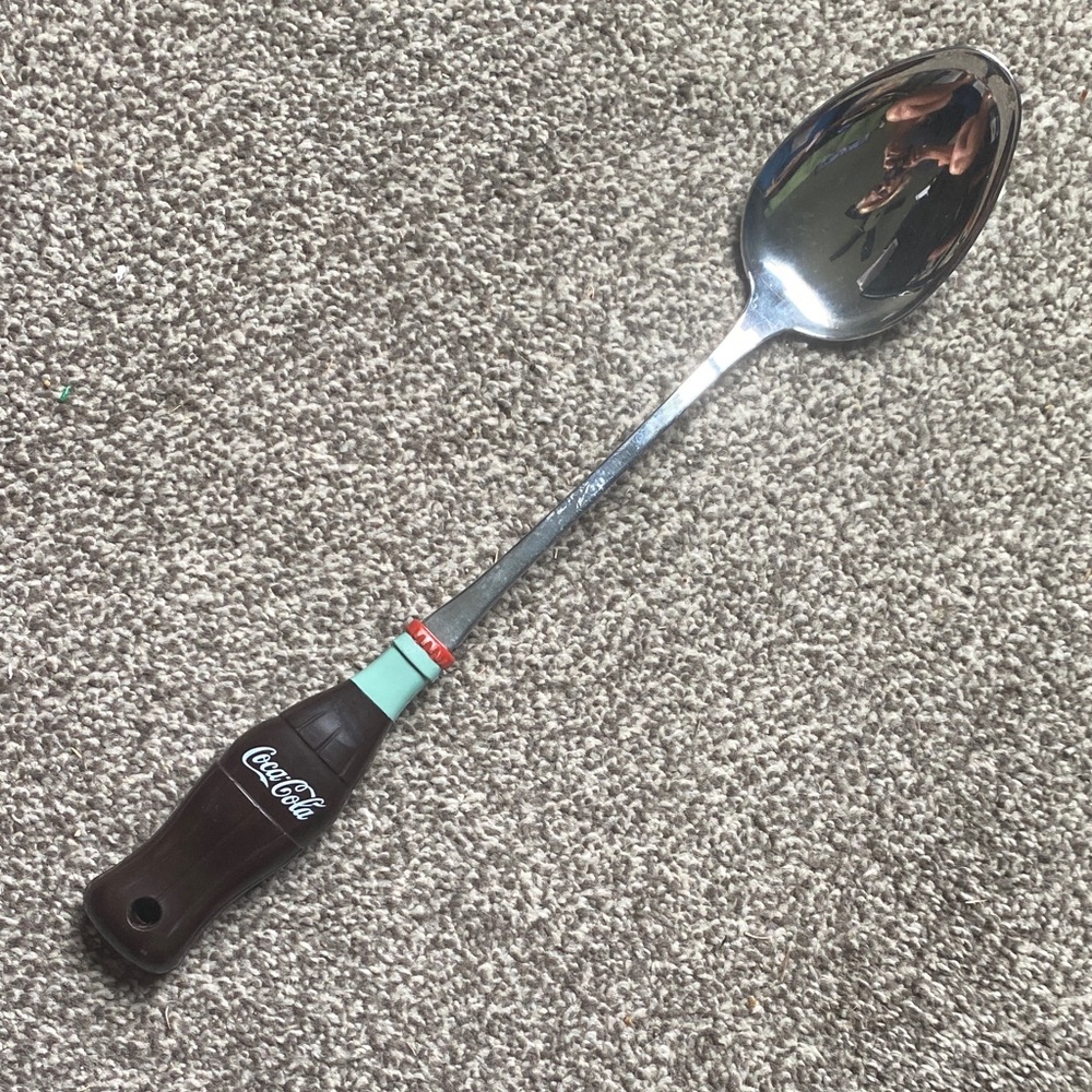 Coca-Cola Bottle Handle Long Serving Spoon - Brown & Mint 13” 1970’s
